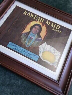 Vintage Sunkist Orange Crate Native American Woman Picture